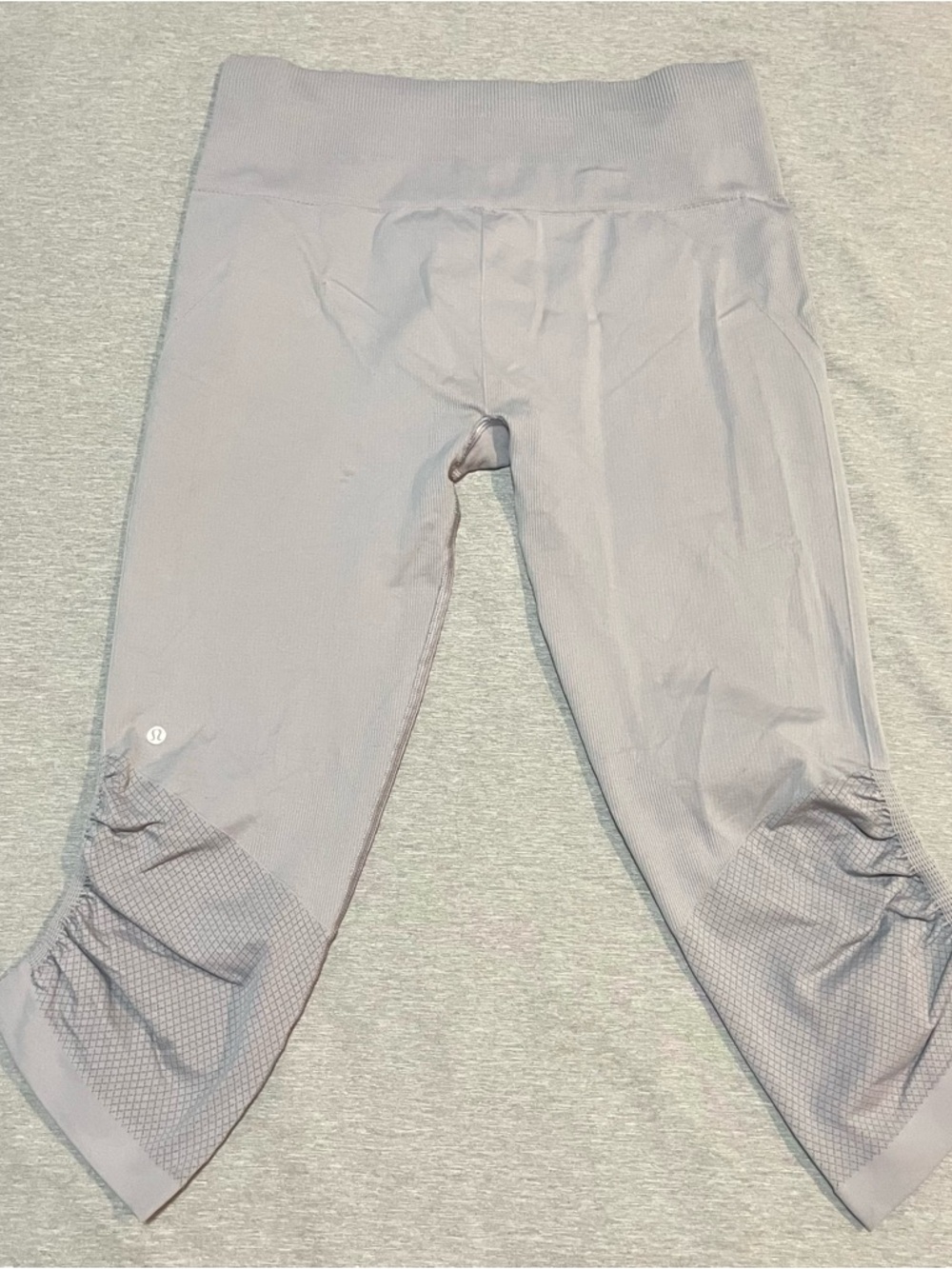 Lululemon Awakening Crop Leggings Gray Size 12 Ruched Mesh - Picture 3 of 11